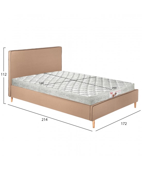 ΚΡΕΒΑΤΙ ΜΕ ΣΤΡΩΜΑ INDRA HM21280.02 ΜΠΕΖ ΥΦΑΣΜΑ--ΓΙΑ 160x200εκ