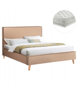 ΚΡΕΒΑΤΙ ΜΕ ΣΤΡΩΜΑ INDRA HM21280.02 ΜΠΕΖ ΥΦΑΣΜΑ--ΓΙΑ 160x200εκ