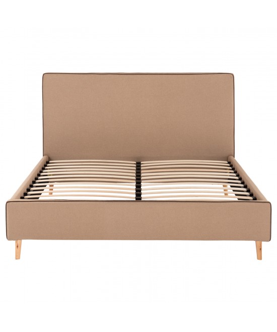 ΚΡΕΒΑΤΙ ΜΕ ΣΤΡΩΜΑ INDRA HM21280.02 ΜΠΕΖ ΥΦΑΣΜΑ--ΓΙΑ 160x200εκ