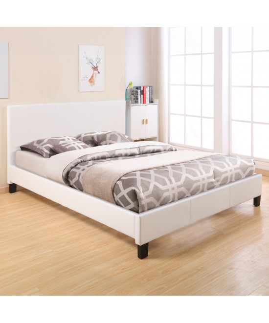 ΚΡΕΒΑΤΙ ΜΕ ΣΤΡΩΜΑ BECCA HM21283.01 ΛΕΥΚΟ PU--ΓΙΑ 150x200εκ