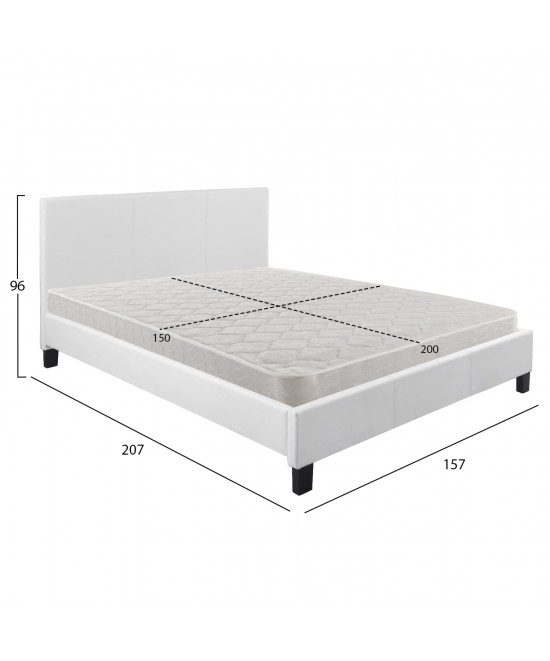 ΚΡΕΒΑΤΙ ΜΕ ΣΤΡΩΜΑ BECCA HM21283.01 ΛΕΥΚΟ PU--ΓΙΑ 150x200εκ