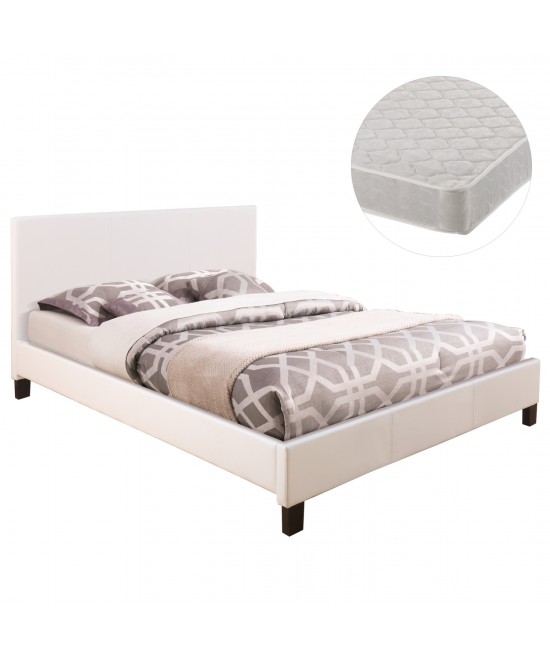ΚΡΕΒΑΤΙ ΜΕ ΣΤΡΩΜΑ BECCA HM21283.01 ΛΕΥΚΟ PU--ΓΙΑ 150x200εκ