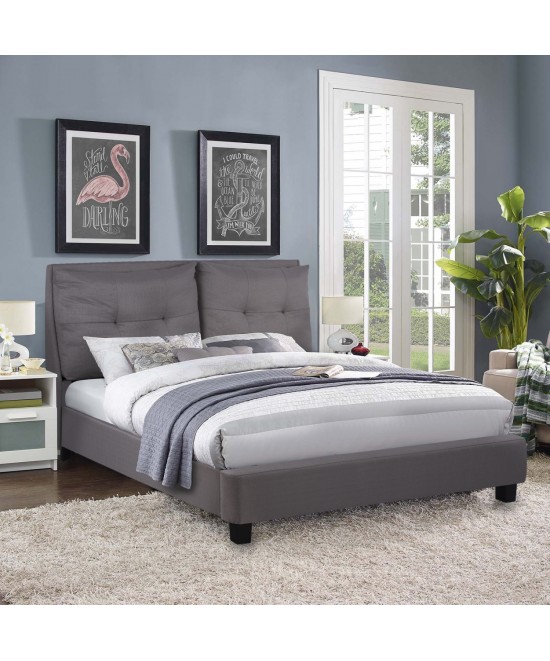 ΚΡΕΒΑΤΙ ΜΕ ΣΤΡΩΜΑ BILLIE HM21284.03 ΓΚΡΙ ΥΦΑΣΜΑ--ΓΙΑ 160x200εκ