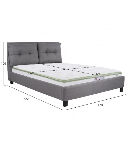ΚΡΕΒΑΤΙ ΜΕ ΣΤΡΩΜΑ BILLIE HM21284.03 ΓΚΡΙ ΥΦΑΣΜΑ--ΓΙΑ 160x200εκ