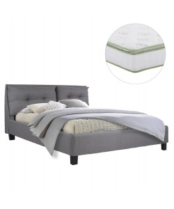 ΚΡΕΒΑΤΙ ΜΕ ΣΤΡΩΜΑ BILLIE HM21284.03 ΓΚΡΙ ΥΦΑΣΜΑ--ΓΙΑ 160x200εκ