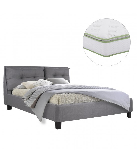 ΚΡΕΒΑΤΙ ΜΕ ΣΤΡΩΜΑ BILLIE HM21284.03 ΓΚΡΙ ΥΦΑΣΜΑ--ΓΙΑ 160x200εκ