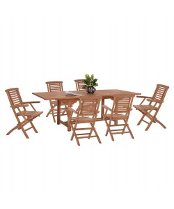 ΣΕΤ ΤΡΑΠΕΖΑΡΙΑΣ CRANDER HM21288 ΤΡΑΠΕΖΙ & 6 ΠΟΛΥΘΡΟΝΕΣ ΠΤΥΣΣΟΜΕΝΕΣ-ΤΕΑΚ