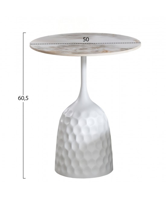 ΤΡΑΠΕΖΙ ΣΑΛΟΝΙΟΥ LONGSTEM HM18317.01 ΒΑΣΗ ΛΕΥΚΗ--SINTERED STONE CALACATA GOLD Φ50