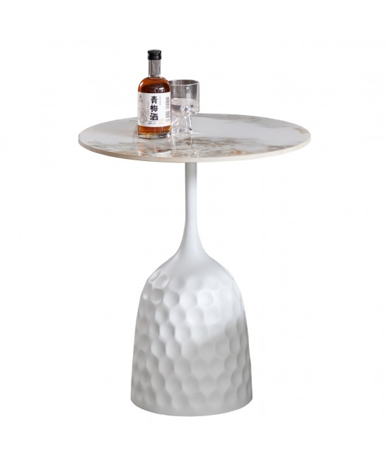 ΤΡΑΠΕΖΙ ΣΑΛΟΝΙΟΥ LONGSTEM HM18317.01 ΒΑΣΗ ΛΕΥΚΗ--SINTERED STONE CALACATA GOLD Φ50