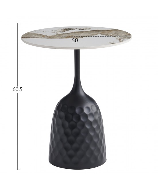 ΤΡΑΠΕΖΙ ΣΑΛΟΝΙΟΥ LONGSTEM HM18317.02 ΒΑΣΗ ΜΑΥΡΗ--SINTERED STONE PANDORA SCHEME Φ50