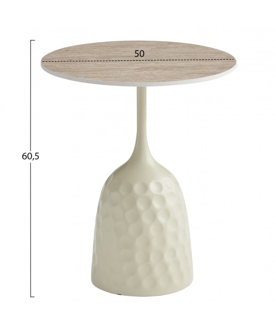 ΤΡΑΠΕΖΙ ΣΑΛΟΝΙΟΥ LONGSTEM HM18317.04 ΒΑΣΗ ΣΑΜΠΑΝΙ--ΚΕΡΑΜΙΚΟ TOP TRAVERTINE STONE Φ50