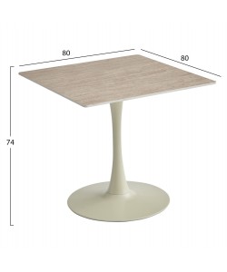 ΤΡΑΠΕΖΙ ΤΡΑΠΕΖΑΡΙΑΣ TETRAN HM18315.04 ΒΑΣΗ ΣΑΜΠΑΝΙ--SINTERED STONE ΧΡΩΜΑ ΤΡΑΒΕΡΤΙΝΑ 80x80x73Υεκ