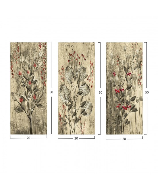 ΠΙΝΑΚΑΣ ΤΡΙΠΤΥΧΟ MDF RED FLOWERS AND BERRIES HM7204.01 60x50x0,3 εκ.