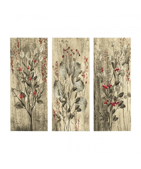 ΠΙΝΑΚΑΣ ΤΡΙΠΤΥΧΟ MDF RED FLOWERS AND BERRIES HM7204.01 60x50x0,3 εκ.