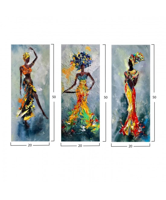 ΠΙΝΑΚΑΣ ΤΡΙΠΤΥΧΟ MDF AFRICAN GIRL IN COLORFUL DRESS HM7204.02 60X0,3X50 εκ.
