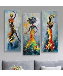 ΠΙΝΑΚΑΣ ΤΡΙΠΤΥΧΟ MDF AFRICAN GIRL IN COLORFUL DRESS HM7204.02 60X0,3X50 εκ.