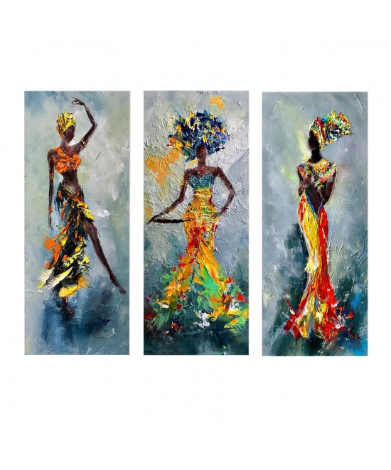 ΠΙΝΑΚΑΣ ΤΡΙΠΤΥΧΟ MDF AFRICAN GIRL IN COLORFUL DRESS HM7204.02 60X0,3X50 εκ.