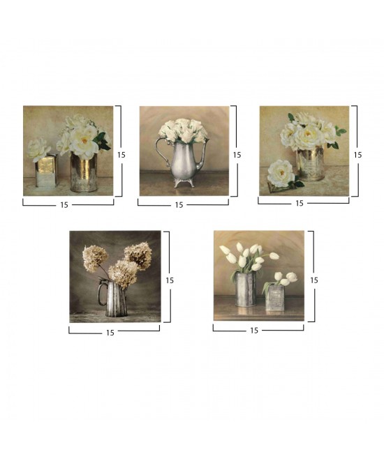 ΠΙΝΑΚΑΣ ΠΕΝΤΑΠΤΥΧΟ MDF ROMANTIC FLOWERS HM7205.02 75X0,3X15 εκ.