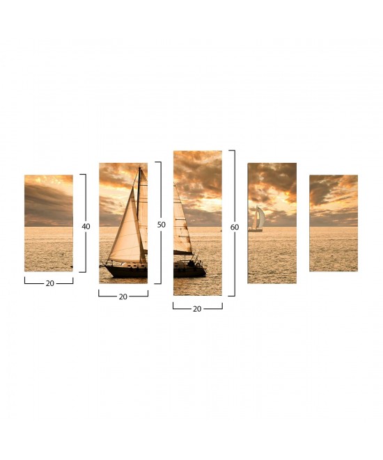 ΠΙΝΑΚΑΣ ΠΕΝΤΑΠΤΥΧΟ MDF SUNSET SAILING HM7206.01 100X0,3X60 εκ.