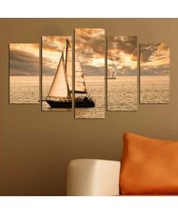 ΠΙΝΑΚΑΣ ΠΕΝΤΑΠΤΥΧΟ MDF SUNSET SAILING HM7206.01 100X0,3X60 εκ.