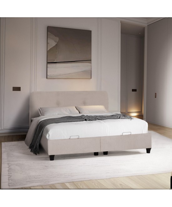 ΚΡΕΒΑΤΙ ΜΕ ΑΠΟΘ.ΧΩΡΟ DOLORES HM631.32 ΜΠΕΖ ΥΦΑΣΜΑ- ΓΙΑ ΣΤΡΩΜΑ 160x200εκ