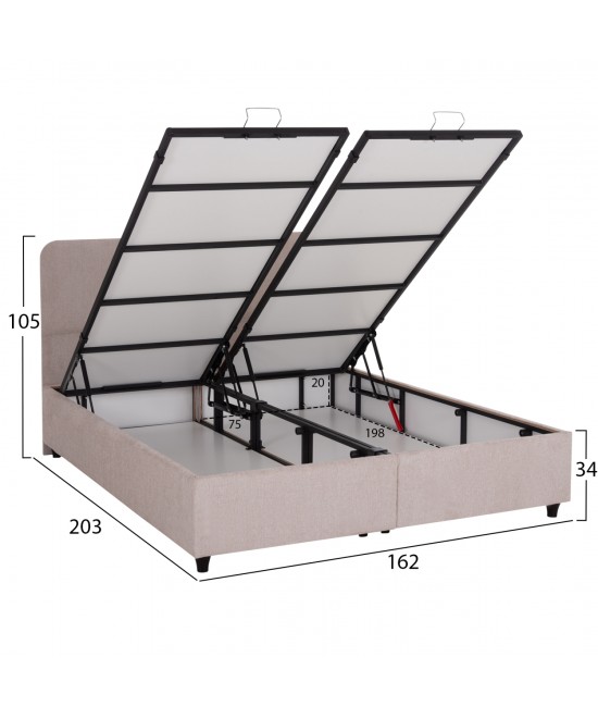 ΚΡΕΒΑΤΙ ΜΕ ΑΠΟΘ.ΧΩΡΟ DOLORES HM631.32 ΜΠΕΖ ΥΦΑΣΜΑ- ΓΙΑ ΣΤΡΩΜΑ 160x200εκ