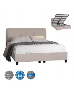 ΚΡΕΒΑΤΙ ΜΕ ΑΠΟΘ.ΧΩΡΟ DOLORES HM631.32 ΜΠΕΖ ΥΦΑΣΜΑ- ΓΙΑ ΣΤΡΩΜΑ 160x200εκ