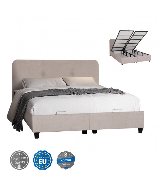 ΚΡΕΒΑΤΙ ΜΕ ΑΠΟΘ.ΧΩΡΟ DOLORES HM631.32 ΜΠΕΖ ΥΦΑΣΜΑ- ΓΙΑ ΣΤΡΩΜΑ 160x200εκ