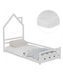 ΚΡΕΒΑΤΙ ΠΑΙΔΙΚΟ ΜΕ ΣΤΡΩΜΑ HOUSER HM21301 ΞΥΛΟ ΠΕΥΚΟΥ ΣΕ ΛΕΥΚΟ--ΣΤΡΩΜΑ 90x190εκ