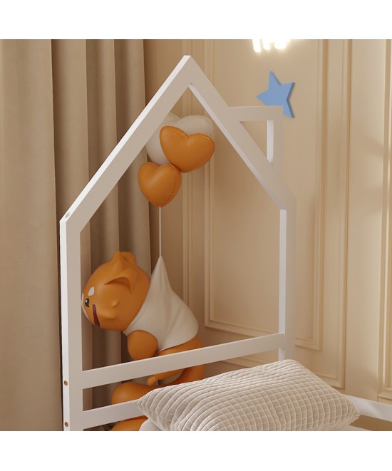 ΚΡΕΒΑΤΙ ΠΑΙΔΙΚΟ ΜΕ ΣΤΡΩΜΑ HOUSER HM21301 ΞΥΛΟ ΠΕΥΚΟΥ ΣΕ ΛΕΥΚΟ--ΣΤΡΩΜΑ 90x190εκ