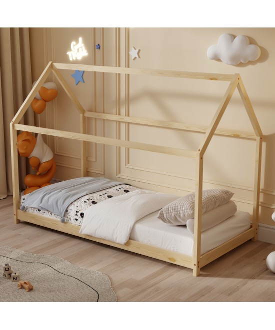 ΚΡΕΒΑΤΙ ΠΑΙΔΙΚΟ ΜΕ ΣΤΡΩΜΑ PEPE HM21302 ΞΥΛΟ ΠΕΥΚΟΥ ΣΕ ΦΥΣΙΚΟ--ΣΤΡΩΜΑ 90x190εκ