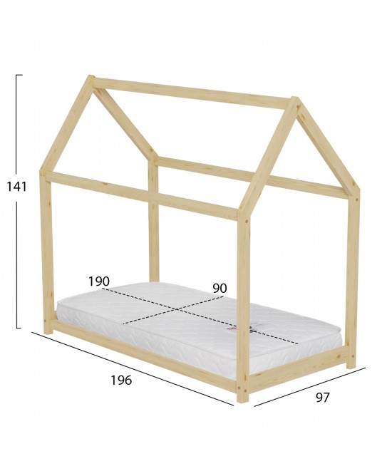 ΚΡΕΒΑΤΙ ΠΑΙΔΙΚΟ ΜΕ ΣΤΡΩΜΑ PEPE HM21302 ΞΥΛΟ ΠΕΥΚΟΥ ΣΕ ΦΥΣΙΚΟ--ΣΤΡΩΜΑ 90x190εκ