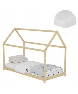 ΚΡΕΒΑΤΙ ΠΑΙΔΙΚΟ ΜΕ ΣΤΡΩΜΑ PEPE HM21302 ΞΥΛΟ ΠΕΥΚΟΥ ΣΕ ΦΥΣΙΚΟ--ΣΤΡΩΜΑ 90x190εκ