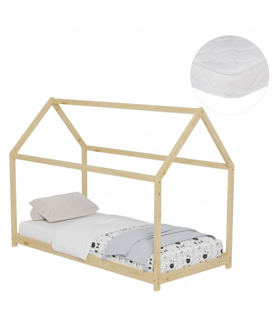 ΚΡΕΒΑΤΙ ΠΑΙΔΙΚΟ ΜΕ ΣΤΡΩΜΑ PEPE HM21302 ΞΥΛΟ ΠΕΥΚΟΥ ΣΕ ΦΥΣΙΚΟ--ΣΤΡΩΜΑ 90x190εκ