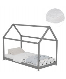 ΚΡΕΒΑΤΙ ΠΑΙΔΙΚΟ ΜΕ ΣΤΡΩΜΑ PEPE HM21302.02 ΞΥΛΟ ΠΕΥΚΟΥ ΣΕ ΓΚΡΙ--ΣΤΡΩΜΑ 90x190εκ