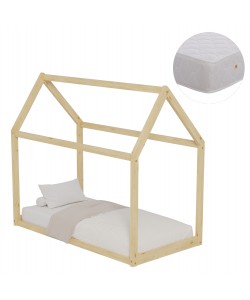 ΚΡΕΒΑΤΙ ΠΑΙΔΙΚΟ ΜΕ ΣΤΡΩΜΑ PEPE HM21303 ΞΥΛΟ ΠΕΥΚΟΥ ΣΕ ΦΥΣΙΚΟ--ΣΤΡΩΜΑ 70x140εκ