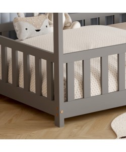 ΚΡΕΒΑΤΙ ΠΑΙΔΙΚΟ ΜΕ ΣΤΡΩΜΑ PHYLLIS HM21304.02 ΞΥΛΟ ΠΕΥΚΟΥ ΣΕ ΓΚΡΙ--ΣΤΡΩΜΑ 90x190εκ