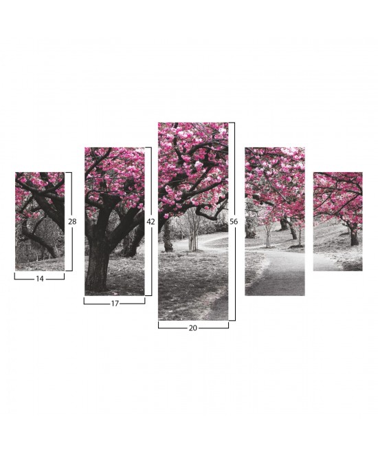 ΠΙΝΑΚΑΣ ΠΕΝΤΑΠΤΥΧΟ MDF BLOOMING TREE 82Χ56x3  HM7207.04