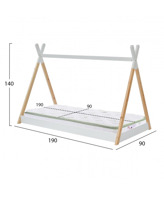 ΚΡΕΒΑΤΙ ΠΑΙΔΙΚΟ ΜΕ ΣΤΡΩΜΑ MUNK HM21308 ΞΥΛΟ ΠΕΥΚΟΥ ΦΥΣΙΚΟ-ΛΕΥΚΟ--ΣΤΡΩΜΑ 90x190εκ
