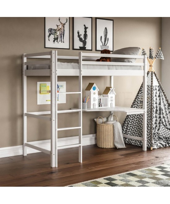 ΚΟΥΚΕΤΑ ΠΑΙΔΙΚΗ ΜΕ ΓΡΑΦΕΙΟ AKRON HM21311.01 ΞΥΛΟ ΠΕΥΚΟΥ ΛΕΥΚΟ--ME ΣΤΡΩΜΑ 90x190εκ