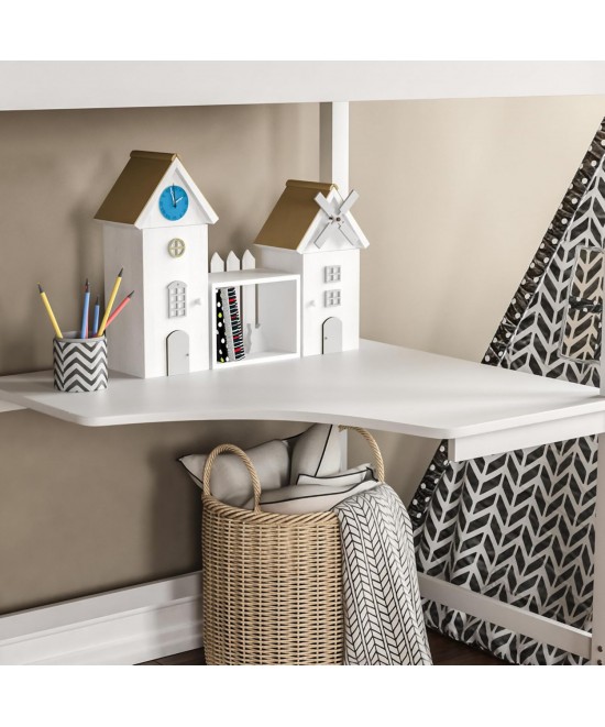 ΚΟΥΚΕΤΑ ΠΑΙΔΙΚΗ ΜΕ ΓΡΑΦΕΙΟ AKRON HM21311.01 ΞΥΛΟ ΠΕΥΚΟΥ ΛΕΥΚΟ--ME ΣΤΡΩΜΑ 90x190εκ