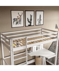 ΚΟΥΚΕΤΑ ΠΑΙΔΙΚΗ ΜΕ ΓΡΑΦΕΙΟ AKRON HM21311.01 ΞΥΛΟ ΠΕΥΚΟΥ ΛΕΥΚΟ--ME ΣΤΡΩΜΑ 90x190εκ