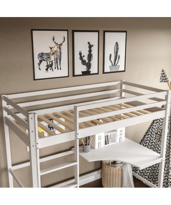 ΚΟΥΚΕΤΑ ΠΑΙΔΙΚΗ ΜΕ ΓΡΑΦΕΙΟ AKRON HM21311.01 ΞΥΛΟ ΠΕΥΚΟΥ ΛΕΥΚΟ--ME ΣΤΡΩΜΑ 90x190εκ