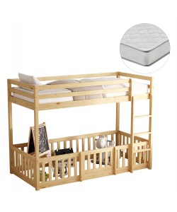 ΚΟΥΚΕΤΑ ΠΑΙΔΙΚΗ ΜΕ ΠΑΡΚΑΚΙ PLAYKID HM21312 ΞΥΛΟ ΠΕΥΚΟΥ ΦΥΣΙΚΟ--ME ΣΤΡΩΜΑ 90x190εκ