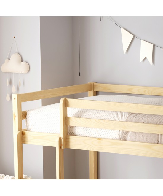 ΚΟΥΚΕΤΑ ΠΑΙΔΙΚΗ ΜΕ ΠΑΡΚΑΚΙ PLAYKID HM21312 ΞΥΛΟ ΠΕΥΚΟΥ ΦΥΣΙΚΟ--ME ΣΤΡΩΜΑ 90x190εκ