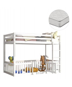 ΚΟΥΚΕΤΑ ΠΑΙΔΙΚΗ ΜΕ ΠΑΡΚΑΚΙ PLAYKID HM21312.01 ΞΥΛΟ ΠΕΥΚΟΥ ΛΕΥΚΟ--ME ΣΤΡΩΜΑ 90x190εκ