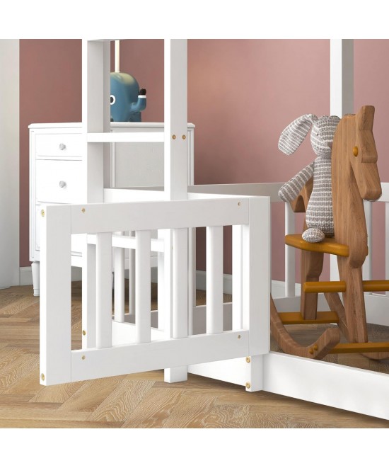 ΚΟΥΚΕΤΑ ΠΑΙΔΙΚΗ ΜΕ ΠΑΡΚΑΚΙ PLAYKID HM21312.01 ΞΥΛΟ ΠΕΥΚΟΥ ΛΕΥΚΟ--ME ΣΤΡΩΜΑ 90x190εκ