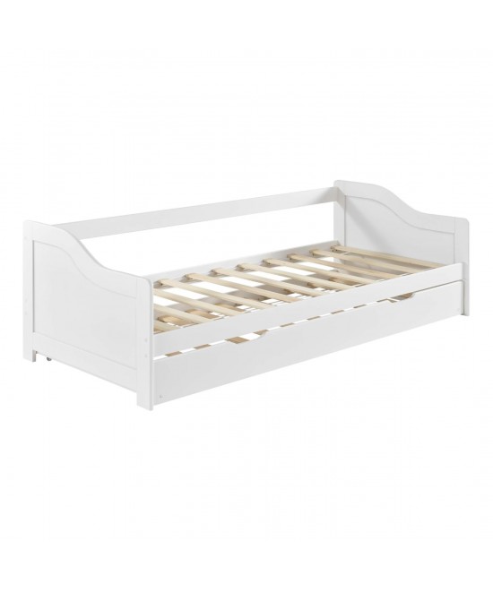 ΚΡΕΒΑΤΙ ΚΑΝΑΠΕΣ ΜΕ ΣΥΡΟΜΕΝΟ TRADDY HM21313 ΞΥΛΟ ΠΕΥΚΟΥ ΛΕΥΚΟ--ΜΕ 2 ΣΤΡΩΜΑΤΑ 90x190εκ