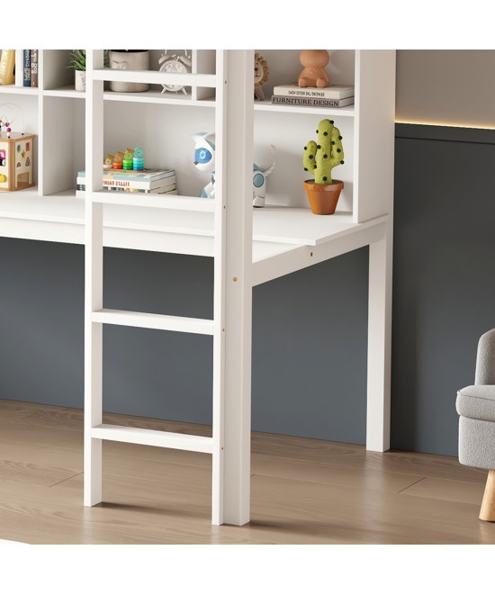 ΚΟΥΚΕΤΑ ΠΑΙΔΙΚΗ ΜΕ ΓΡΑΦΕΙΟ LIBRO HM21317 ΞΥΛΟ ΠΕΥΚΟΥ ΛΕΥΚΟ--ME ΣΤΡΩΜΑ 90x190εκ