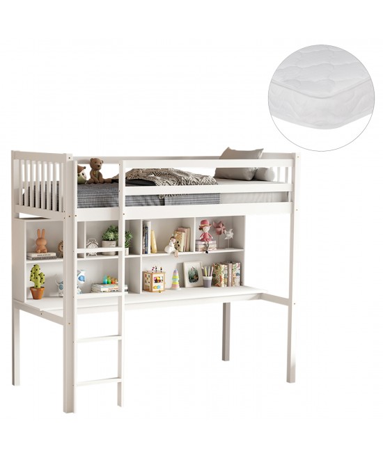 ΚΟΥΚΕΤΑ ΠΑΙΔΙΚΗ ΜΕ ΓΡΑΦΕΙΟ LIBRO HM21317 ΞΥΛΟ ΠΕΥΚΟΥ ΛΕΥΚΟ--ME ΣΤΡΩΜΑ 90x190εκ